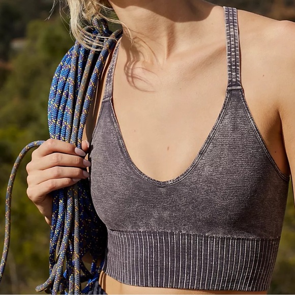 NEW Free People Good Karma Crop Tank in Graphite, M/LG - Picture 2 of 13